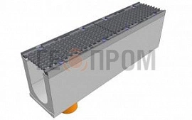 лоток водоотводный бетонный super dn150 h=275 с решеткой чугунной вч (комплект) кл. d400 с вертикальным водосливом

