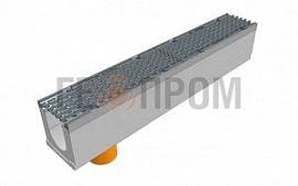 лоток водоотводный бетонный super dn100 h=165 с решеткой чугунной вч (комплект) кл. c250 с вертикальным водосливом
