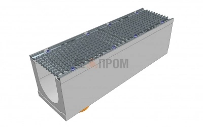 лоток водоотводный бетонный super dn300 h=310 с решеткой чугунной вч (комплект) кл. d400 с вертикальным водосливом
